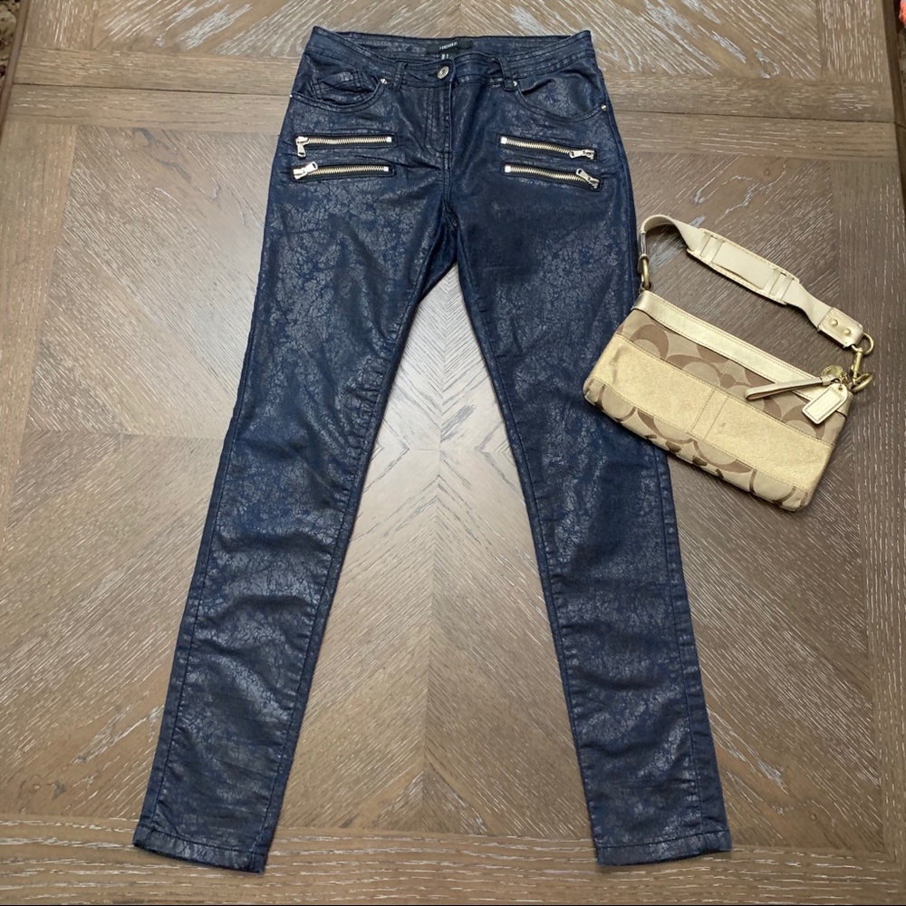MForever 21 blue skinny jeans 4  front zippers Size S